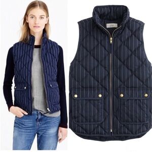 J. CREW Navy Excursion Quilted Puffer Vest Pinstripes Navy down feathers S
